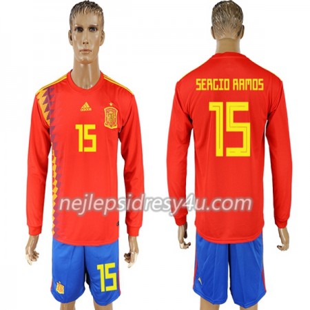 Fotbalový Dres Španělsko Ramos 15 Domácí MS 2018 Dlouhý Rukáv